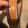 Decorated purple shoes with flowers and leaves Image 6