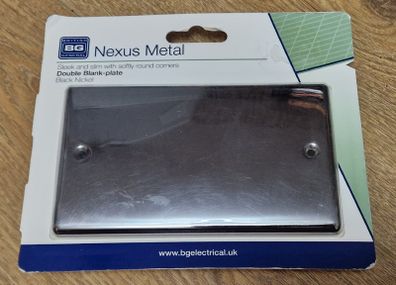 BG Electrical Double Blank Plate - Black Nickel