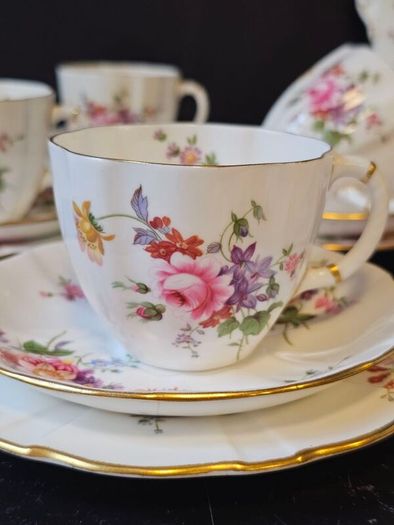Vintage Royal Crown Derby China "Derby Posies" Bone China Tea Set