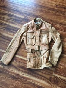 Tan 100% real leather fitted jacket