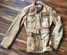 Tan 100% real leather fitted jacket