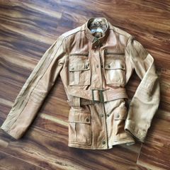 Tan 100% real leather fitted jacket