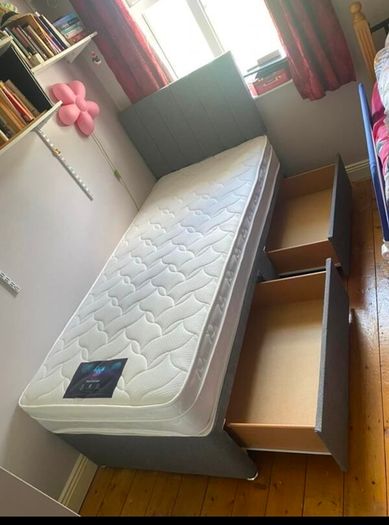 New Single Divan beds. Single tufted memory foam mattress. Drawer storage and multiple designs for Headboard available