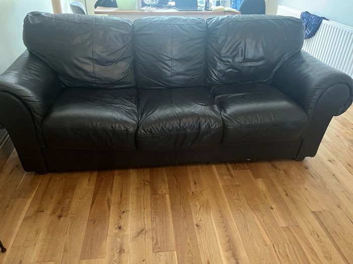 Dark brown leather couch