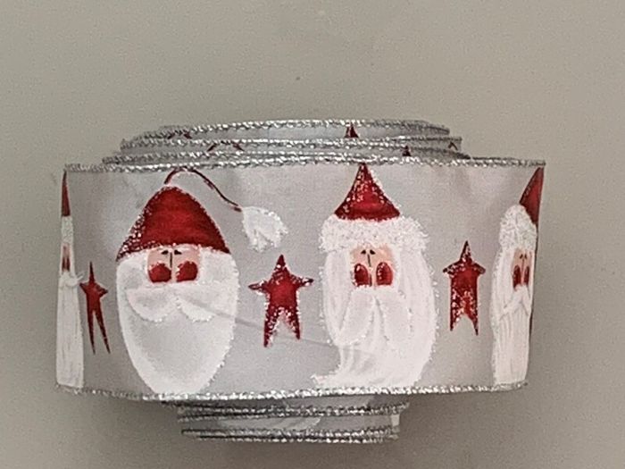 Silver Santa Claus Christmas Tree Ribbon
