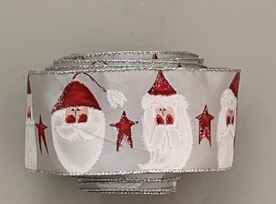 Silver Santa Claus Christmas Tree Ribbon