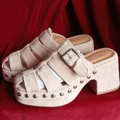 "Super Mode", Ladies Beige Suede heeled mules, Size 6/39 brand new
