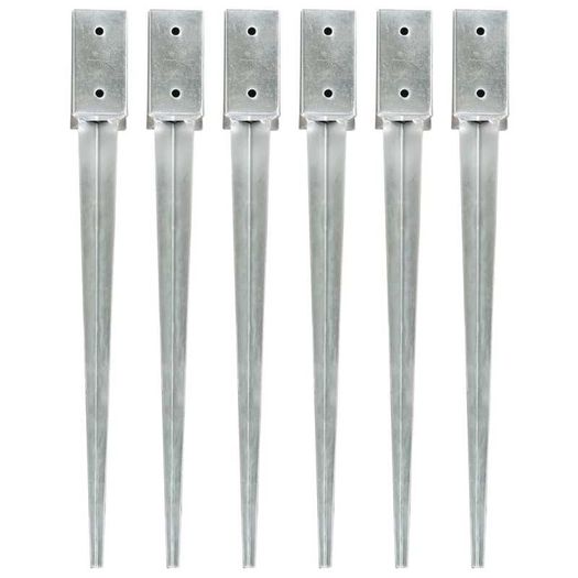 Ground Spikes 6 pcs Silver 7x7x75 cm Galvanised Steel
