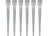 Ground Spikes 6 pcs Silver 7x7x75 cm Galvanised Steel