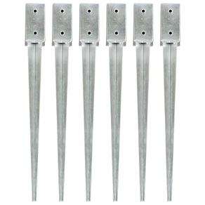 Ground Spikes 6 pcs Silver 7x7x75 cm Galvanised Steel