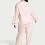 Pretty Blossom Pink Stripe Collar Embroidery Flannel Long Pyjamas Set Image 2