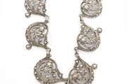 925 Vintage Sterling Silver &amp; Marcasite Gothic Art-Nouveau Style Necklace