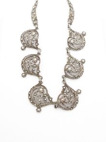 925 Vintage Sterling Silver & Marcasite Gothic Art-Nouveau Style Necklace