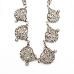 925 Vintage Sterling Silver & Marcasite Gothic Art-Nouveau Style Necklace
