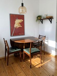Mid Century G Plan Teak Gateleg Drop Leaf Dining Table & 3 Matching Chairs
