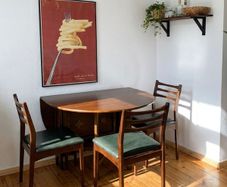 Mid Century G Plan Teak Gateleg Drop Leaf Dining Table & 3 Matching Chairs