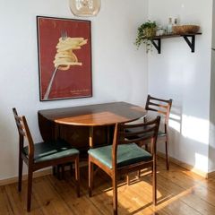 Mid Century G Plan Teak Gateleg Drop Leaf Dining Table & 3 Matching Chairs