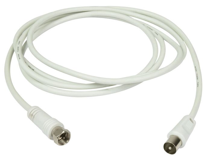 Coaxial F-type Plug to Coax Plug Lead 2 Meter