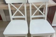 2 x Very Solid White Wooden Kitchen Dining Chairs - Can Deliver