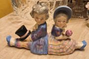 Antique German Porcelain Bookends Boy and Girl Figurines Hand Painted Numbered Pair Ceramic Shelf De
