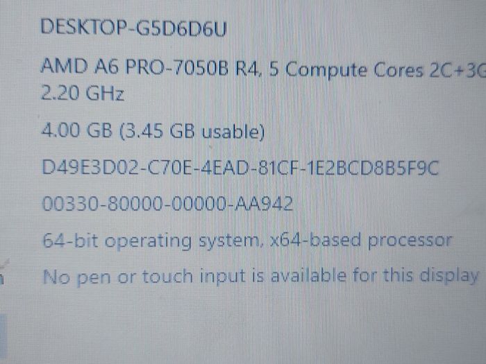 HP ProBook 455 G2, AMD A6 PRO-7050B R4, 5 Compute Cores 2C + 3G, 2.2GHz, 4 GB Ram, 300GB HDD, windows 10, Microsoft Edge, Chrome and VLC