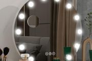 Hollywood Vanity Cosmetic Mirror with Lights, 50cm Round Makeup Mirror, Makeup Mirror with 12 Dimmable LED Bulbs, USB Output Port, 3 Lighting Modes, Tabletop and Wall Mounted For Bedroom
