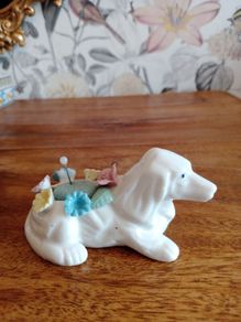 Vintage Ceramic Dog Pin Cushion