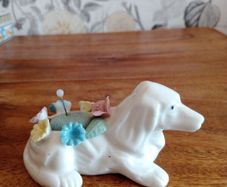 Vintage Ceramic Dog Pin Cushion