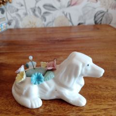 Vintage Ceramic Dog Pin Cushion