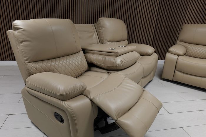 Rita 3+2 True Beige Leather Recliner Sofa Set