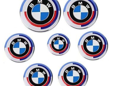 7Pcs/lot Car 50th Anniversary Logo For BMW G30 G31 G38 G11 G12 G20 G28 F10 F48 F49 G01 F20 F21 F22 Wheel Rim Decoration Cover