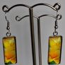 Yellow Lily Cabochon Rectangular Earrings Image 8