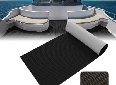 Boat Teak Decking EVA Foam Boat Flooring Non-Slip Marine Teak Decking Sheet Self-Adhesive Foam Faux Teak Decking for Yacht Boat Board Kayak 220 x 60cm, Black