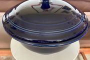 Vintage Fiestaware Cobalt Blue Covered Casserole Dish Homer Laughlin HLC with Lid USA Oven to Table