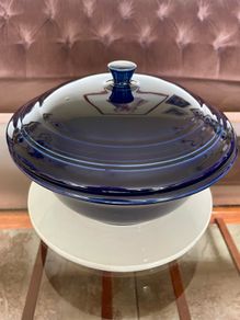 Vintage Fiestaware Cobalt Blue Covered Casserole Dish Homer Laughlin HLC with Lid USA Oven to Table