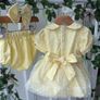 girls hand smock dress kick pants bows and socks Image 3