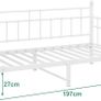 Single Daybed Frame 3ft Sofa Bed Steel Slats Platform Bed Frame 90x190 cm Children Bed For Living Room Guest Room,White Image 2