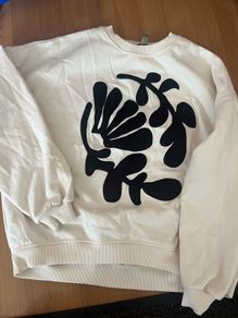 River island cream sweater loose fit black satin pattern