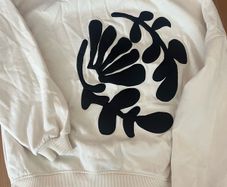 River island cream sweater loose fit black satin pattern