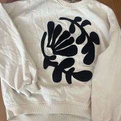 River island cream sweater loose fit black satin pattern