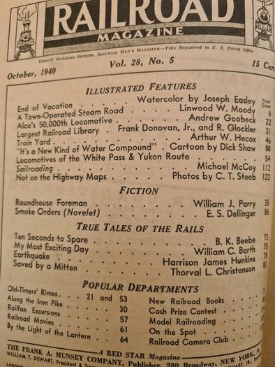 Railroad Magazine October 1940. Volume28. No 5 Price 15c