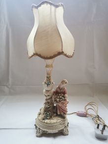 Ornate lamp with shade in working order