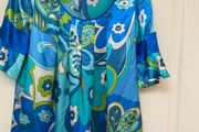 Savida blue and green floral print tunic top