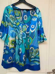 Savida blue and green floral print tunic top
