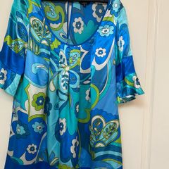 Savida blue and green floral print tunic top