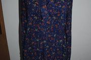 Forever 21 navy floral long sleeve dress size L/G UK12 EUR40 Postage included