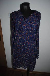 Forever 21 navy floral long sleeve dress size L/G UK12 EUR40 Postage included