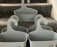 5 New Grey Hanging Bathroom/Shower Tidy Containers