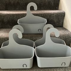 5 New Grey Hanging Bathroom/Shower Tidy Containers