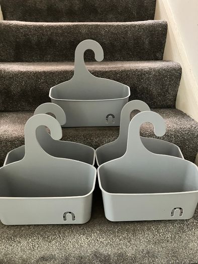 5 New Grey Hanging Bathroom/Shower Tidy Containers